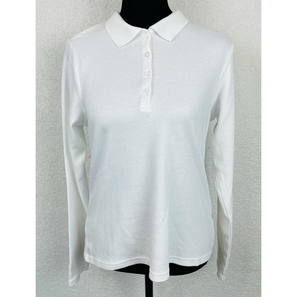 WONDER NATION • White Long Sleeve Polo Shirt, XXL - Picture 13 of 14
